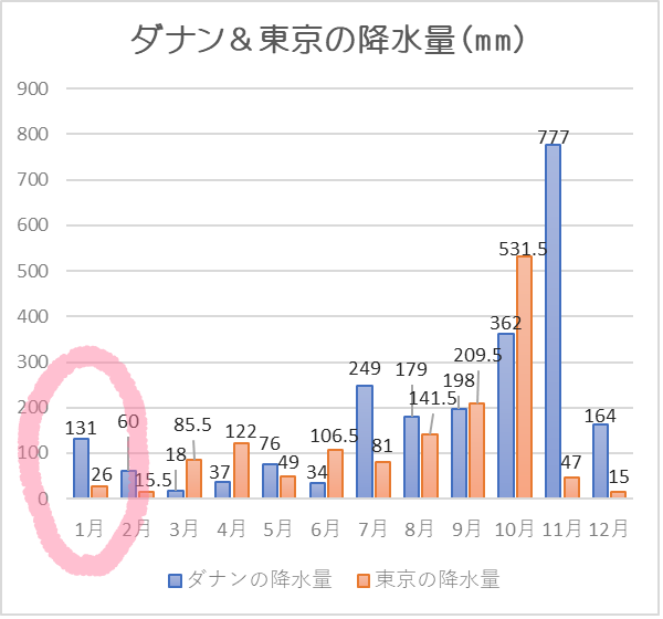 ダナン降水量1月